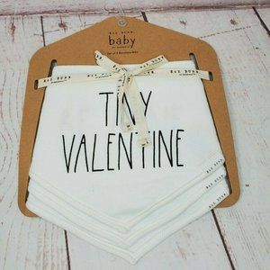 Rae Dunn 3 Baby Bandana Bibs Set Tiny Valentine, Be Mine, My 1st Valentine